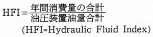 HFI＝年間消費量の合計／油圧装置油量合計（HFI＝Hydraulic Fluid Index）