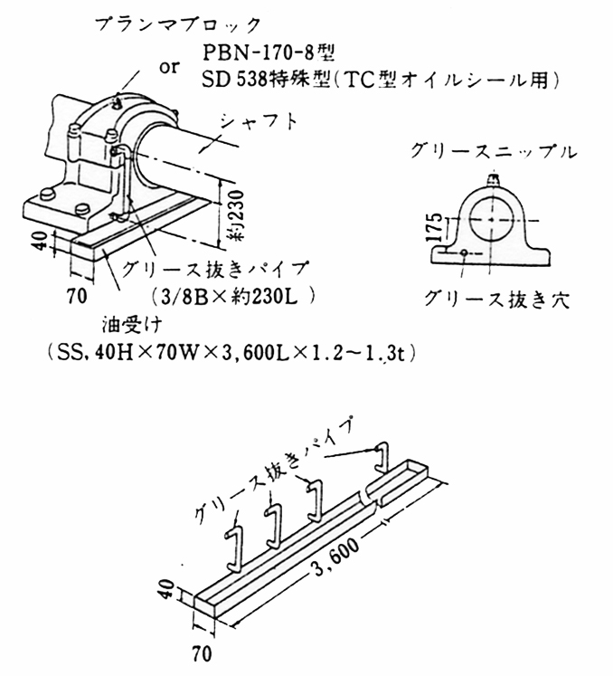 プランマブロック（グリース排出パイプつき）