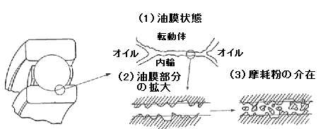 転がり軸受の油膜と金属摩耗粉