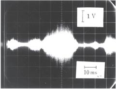 実験で観測されたAE波形-（b）すべり接触に起因するAE
