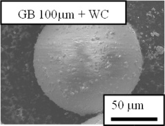 極微細粒子を付着させた投射粒子（GB（ガラス粒子）＋WC）