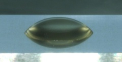油滴の鳥瞰図（テフロンを付着させた粒子を投射）/テフロンが転写表面の光学顕微鏡像